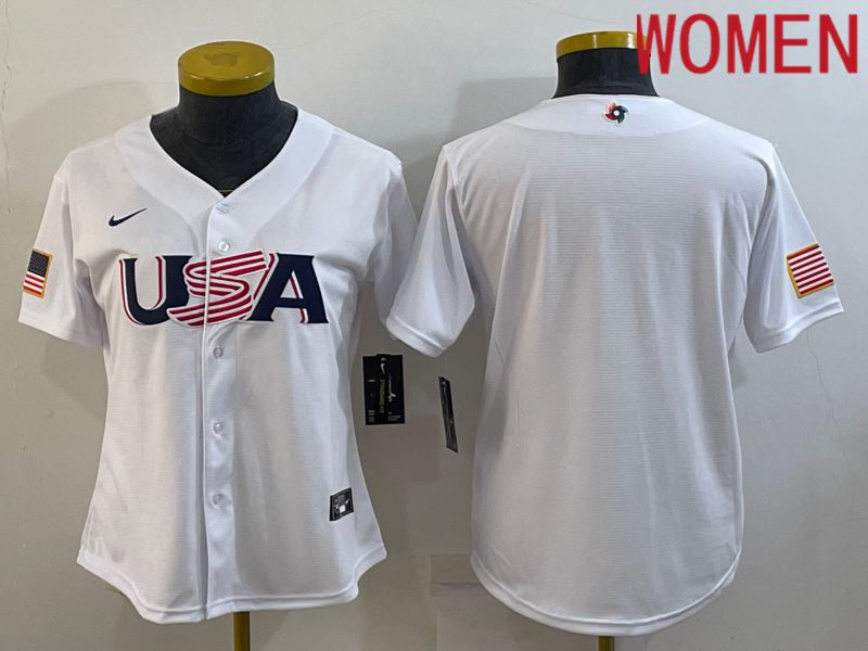 Women 2023 World Cub USA Blank White Nike MLB Jersey->women mlb jersey->Women Jersey